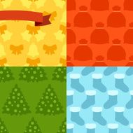 Set of Merry Christmas and Happy New Year seamless patterns N2