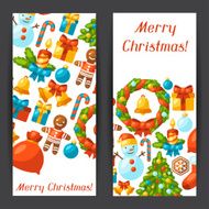 Merry Christmas holiday banners with celebration object