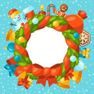 Merry Christmas holiday greeting card with celebration object N2
