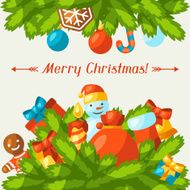 Merry Christmas holiday greeting card with celebration object N3