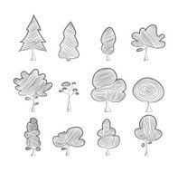 Tree cartoon hand drawn
