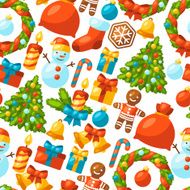 Merry Christmas holiday seamless pattern with celebration object