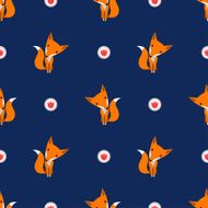 Graphically foxes in cartoon style pattern
