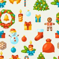 Merry Christmas holiday seamless pattern with celebration object N3