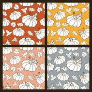 Set of hand drawn seamless vector pattern with pumpkins N2