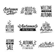 Set of monochrome logos text the autumn