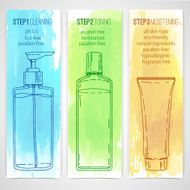 Design template of brochures about decorative cosmetics Three-step skin care