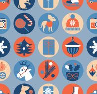Seamless background with christmas symbols