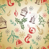 Hand drawn Christmas seamless pattern vector EPS