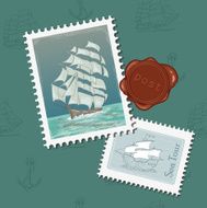 Sea seamless and stamps