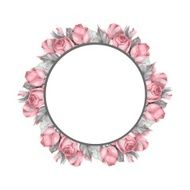 Roses Small watercolor bouquet Round frame