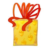 Yellow gift box with red bow