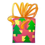 Christmas gift box with yellow bow