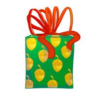 Green cylinder gift box with red bow