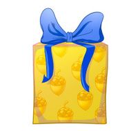 Yellow gift box with blue bow