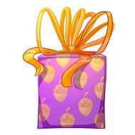 Purple gift box with yellow bow