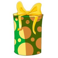 Green cylinder gift box with yellow bow