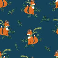 Funny foxy with scarf and hat pattern