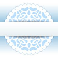 Christmas papercut doily snowflake greeting card template in blue and