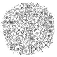 Circle orient floral black and white N2