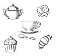 Breakfast with coffee and pastry desserts N2