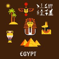 Egypt travel and ancient culture icons