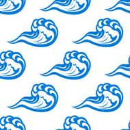 Blue waves seamless pattern on white