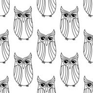 Eagle owls seamless pattern background