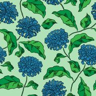 Seamless floral pattern with chrysanthemums Vector