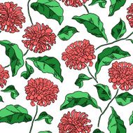 Seamless floral pattern with chrysanthemums Vector N2