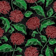 Seamless floral pattern with chrysanthemums Vector N11