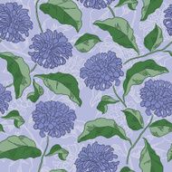 Seamless floral pattern with chrysanthemums Vector N12