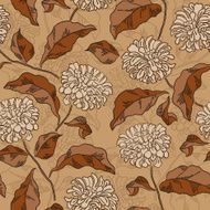 Seamless floral pattern with chrysanthemums Vector N15