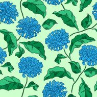 Seamless floral pattern with chrysanthemums Vector N17