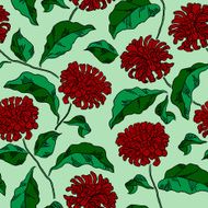 Seamless floral pattern with chrysanthemums Vector N18