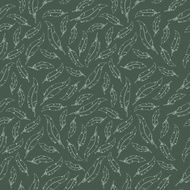 White feathers on green background Seamless vector pattern
