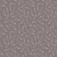 White feathers on grey background Seamless vector pattern