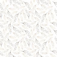 Brown feathers on white background Seamless vector pattern