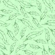 Green feathers on green background Seamless vector pattern