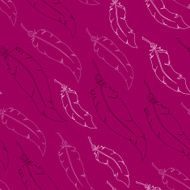 Pink feathers on pink background Seamless vector pattern