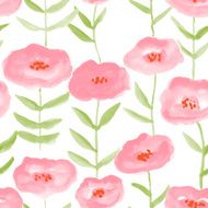 warecolor flowers seamless pattern vector illustration