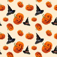Halloween pumpkins and hat witches pattern