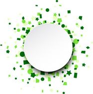 Round paper card over green confetti