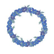 Blue floral border made with wildflowers N2