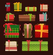 Set of Christmas present boxes