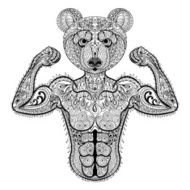 Zentangle stylized strong Bear Hand Drawn sport vector N2
