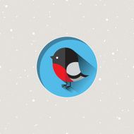Vector Illustration with Cute Bullfinch N2