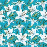 Vector tropical watercolor lilly pattern N24