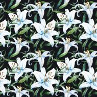 Vector tropical watercolor lilly pattern N25
