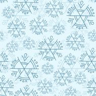 Blue snowflakes on white background seamless pattern N2